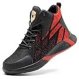 JUDBF Sicherheitsschuhe Herren Damen Leicht Sicherheitsstiefel s3 Hoch Arbeitsschuhe Stahlkappe Atmungsaktiv Schutzschuhe 8081 Rot/39