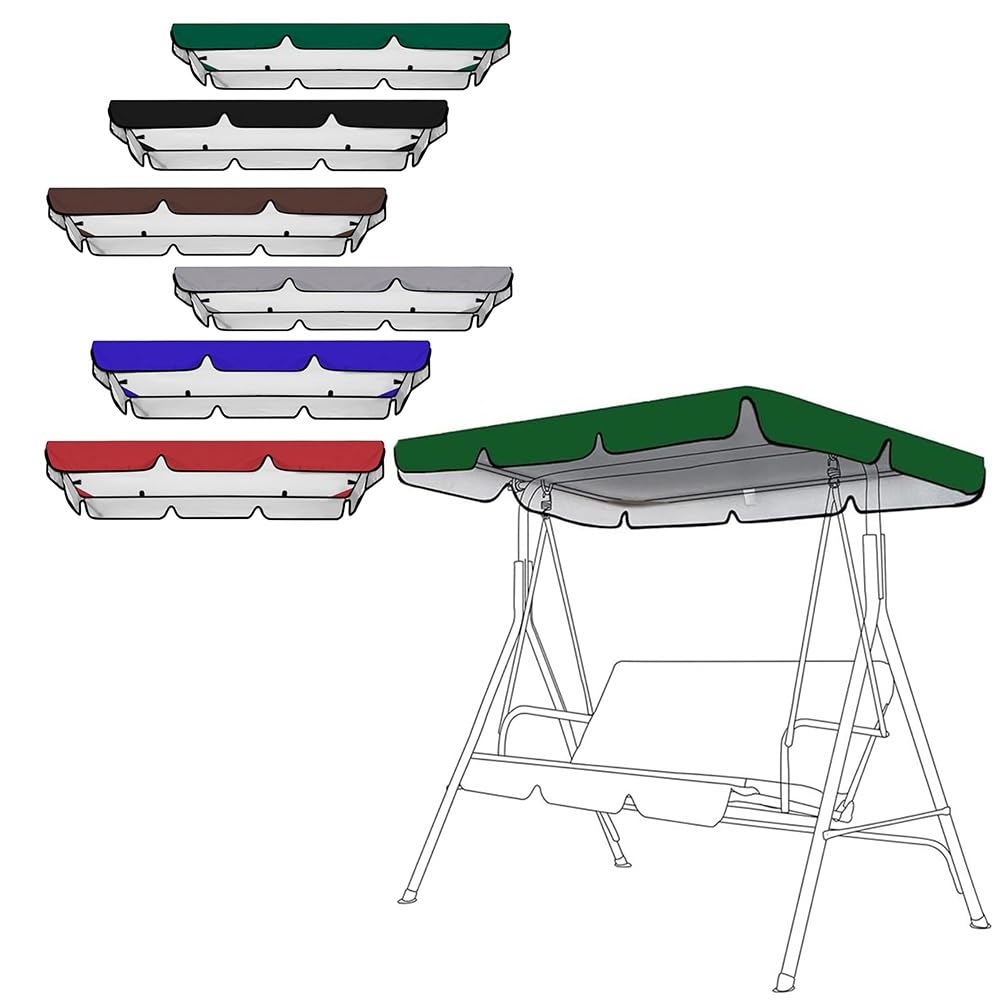 OPOLDBDMAC Patio Swing Canopy Replacement, 2/3 Seater Swing Seat Canopy Cover Heavy Duty Rip Proof Hammock Top Cover For Outdoor Patio Swings Top Waterproof Windproof(Green,74.8x52in-190x132cm)