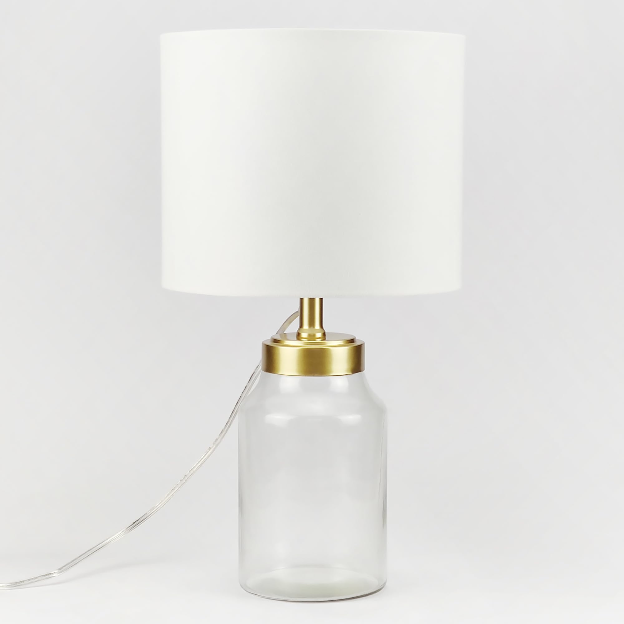 20" H Clear Glass Fillable Table Lamp with White Shade (Bulb Not Included)