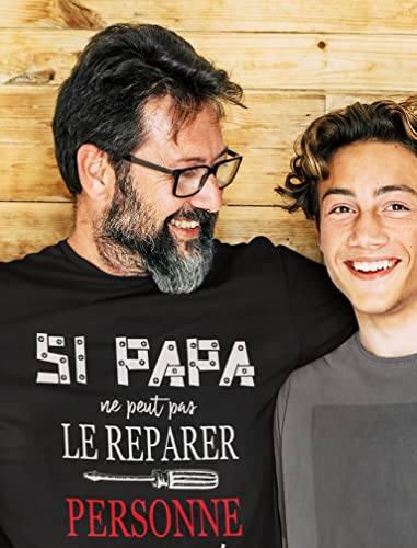 Cadeau Papa Tee Shirt Homme Humour Fete des Peres Anniversaire Bricoleur Tshirt Large Noir - Image 3