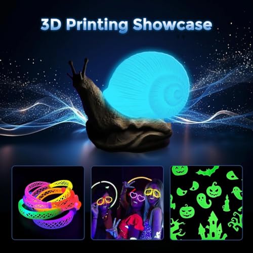 Image of Glow in the Dark PLA Filament 1.75mm, Rainbow, Purple, Blue & Green