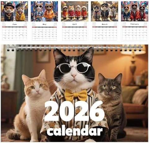 Calendrier Mural 2026 En Forme De Chat – De Janvier à Décembre 2026