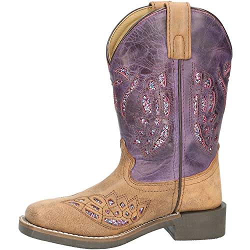 Smoky Mountain Boots Girls' Trixi Western Boot, Little Kid, Brown Distress/Purple, Medium, Size 2 US