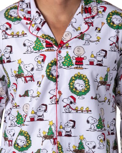 INTIMO Peanuts Charlie Brown Snoopy Button Sleep Family Christmas Pajama Set3