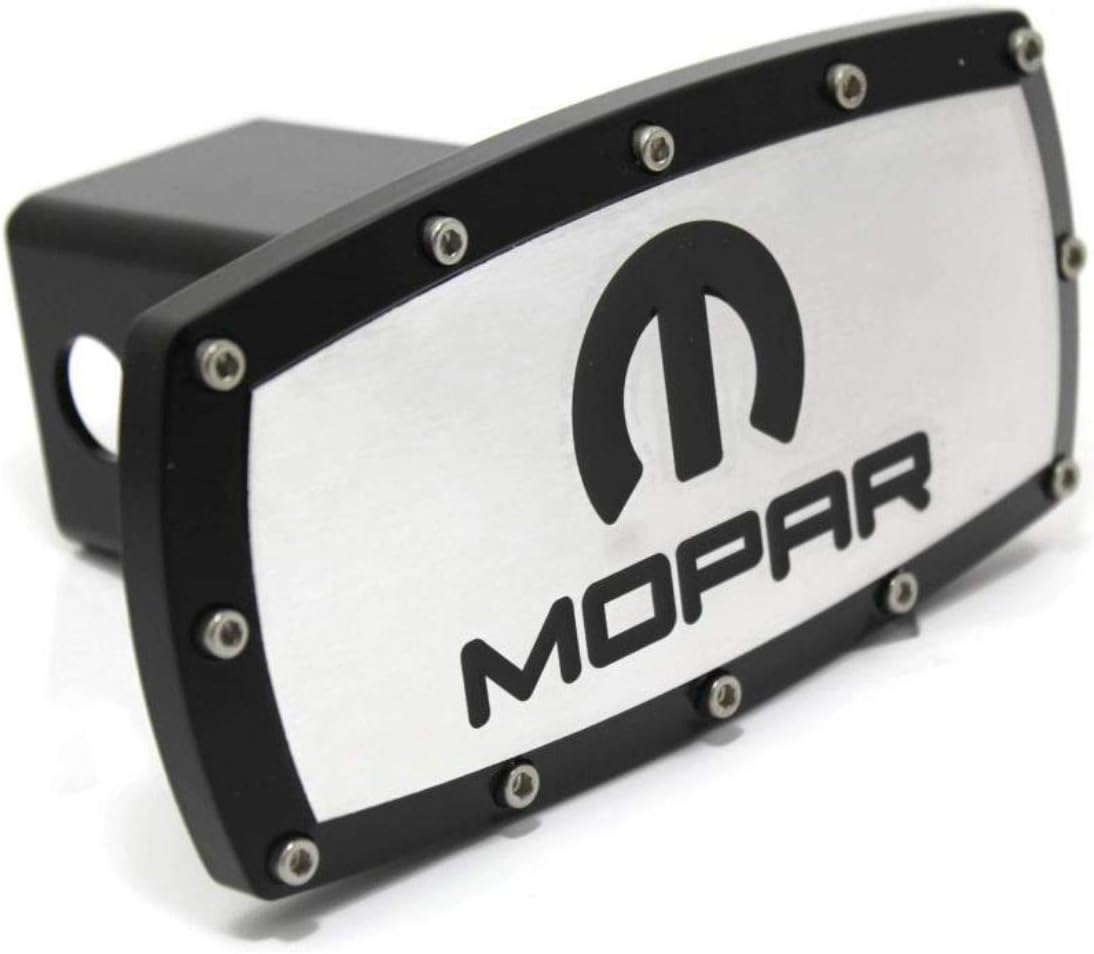 Dodge Mopar Billet 2" Tow Hitch Cover Plug Engraved Billet Black Powder Coated