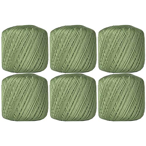 Image of ThreadArt 100% Cotton Crochet Thread Size 10, 6 Ball Pack, Avocado 10 | Soft pure cotton crochet thread for lace, doilies, amigurumi and crafts. Smooth finish with crisp stitch definition.