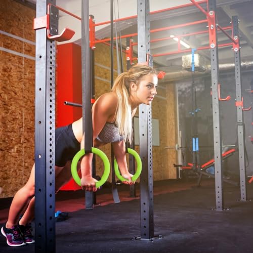 Image of Gymnastic ABS Rings with Heavy Duty Adjustable Strap Capacity with 14.5ft Adjustable Buckle Straps for Cross Fitness Functional Training for Home Gym Full Body Workout