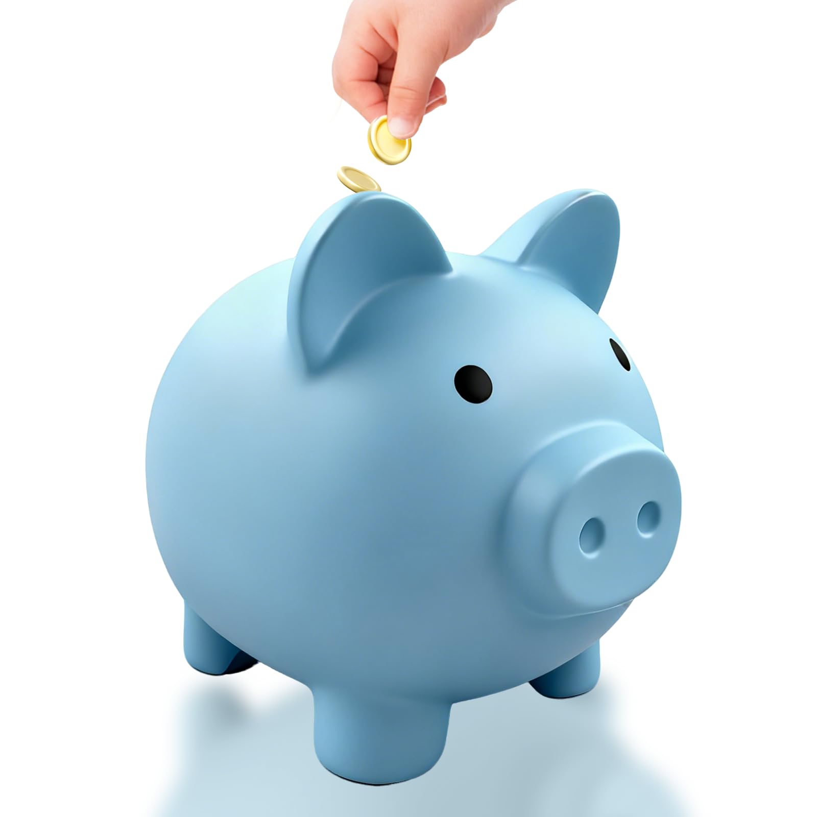 Blue Piggy Bank,Cute Piggy Banks for Kids, Cute Coin Cash Money Box,Unbreakable Plastic Money Bank, Change Savings Bank Fun Gift For Boys, Girls, Adults, Home Decoration (L)