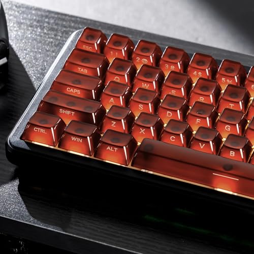Image of Womier Jelly Keycaps, Ceramic Keycaps Style Clear PC Custom Keycaps Set | Laser Carving Side Printing 60% 75% 100%, MDA Profile for Mechanical Keyboard Caps, Compatible Full-Sized Layout, Red /Brown