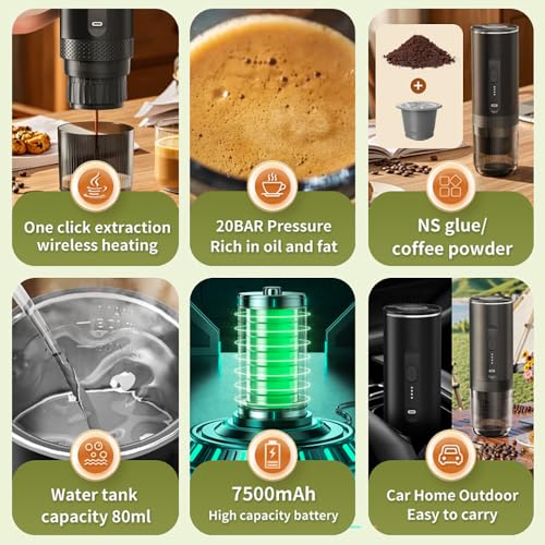 Cafetera Espresso Portátil Eléctrica con Calentamiento Rápido 80 mL miniatura 6
