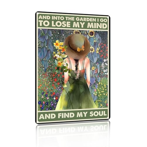 Garden Soul Metal Sign - 'Lose My Mind & Find My Soul' Aluminum Wall Art - 8x12in Inspirational Decor (2535)