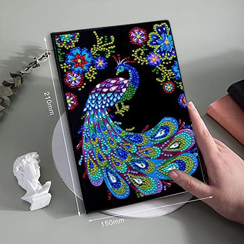 Miniatura 2 de Kits de cuadernos de pintura de diamante 5D, hermosa cubierta de diario de pavo real, cuaderno de bocetos con forma especial, arte de diamantes para
