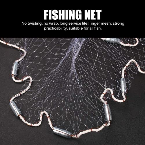 Yeahmart Handmade American Saltwater Fishing Cast Net With Heavy Duty Real Zinc Sinker Weights For Bait Trap Fish 5Ft Radius, 3/8 Inch Mesh Size #TOP3