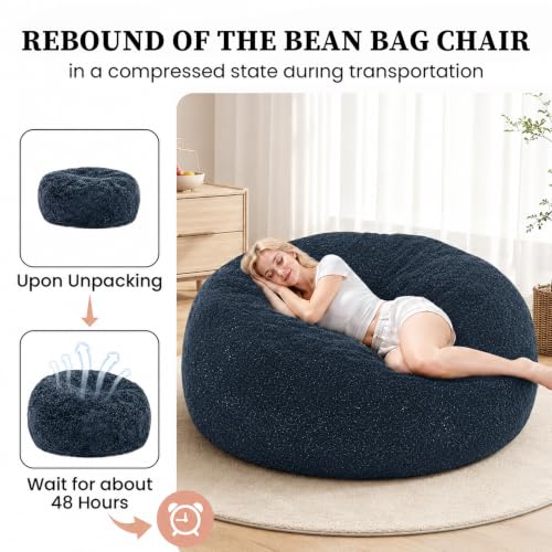 Image of Memory Foam Bean Bag Chair for Adults, 4FT Blue Shining