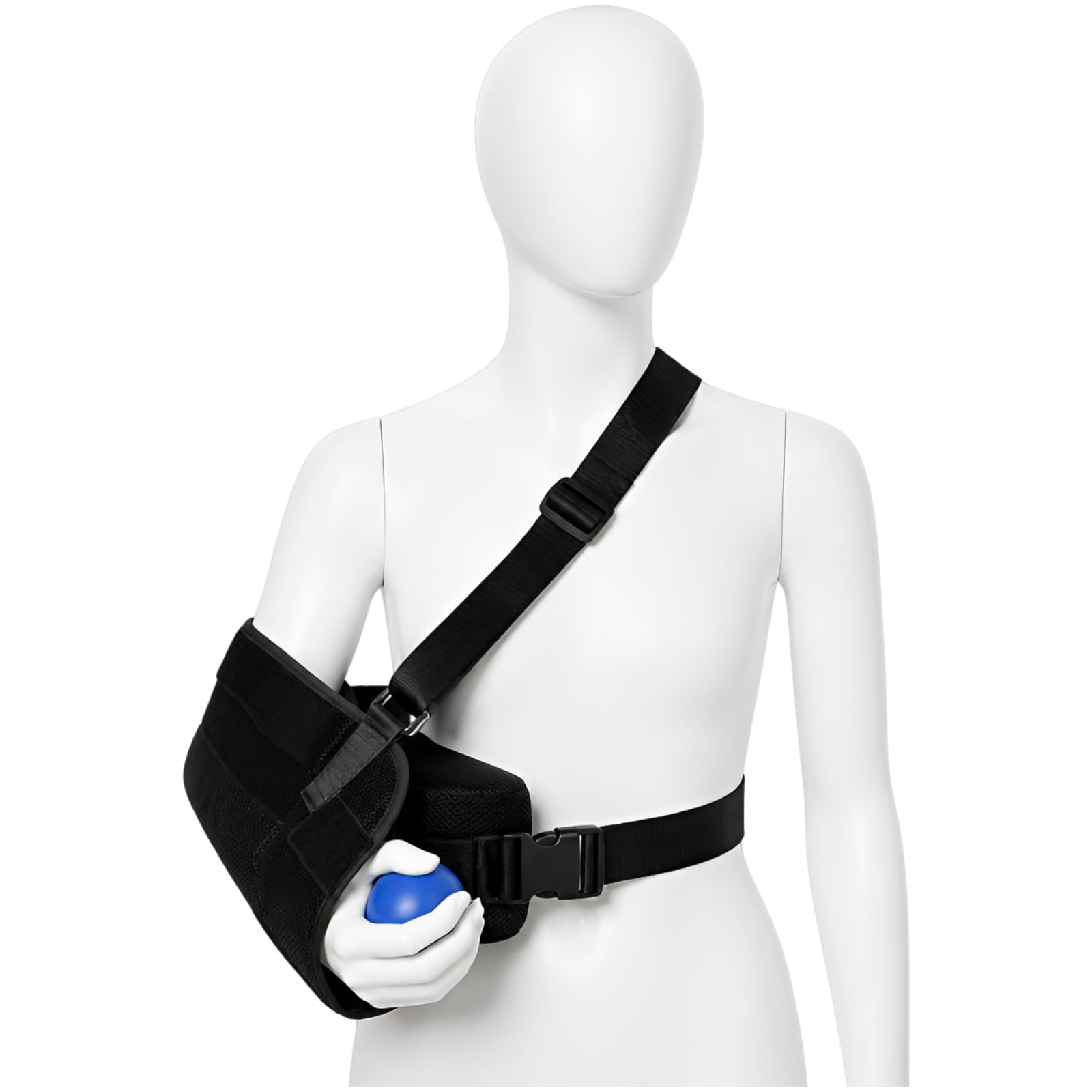 Schulter-Immobilizer mit Abduktionskissen, ergonomische Armschlinge für Schulterverletzungen und Armstütze mit Greifball für die Erholung nach Rotatorenmanschetten-OP, für links oder rechts