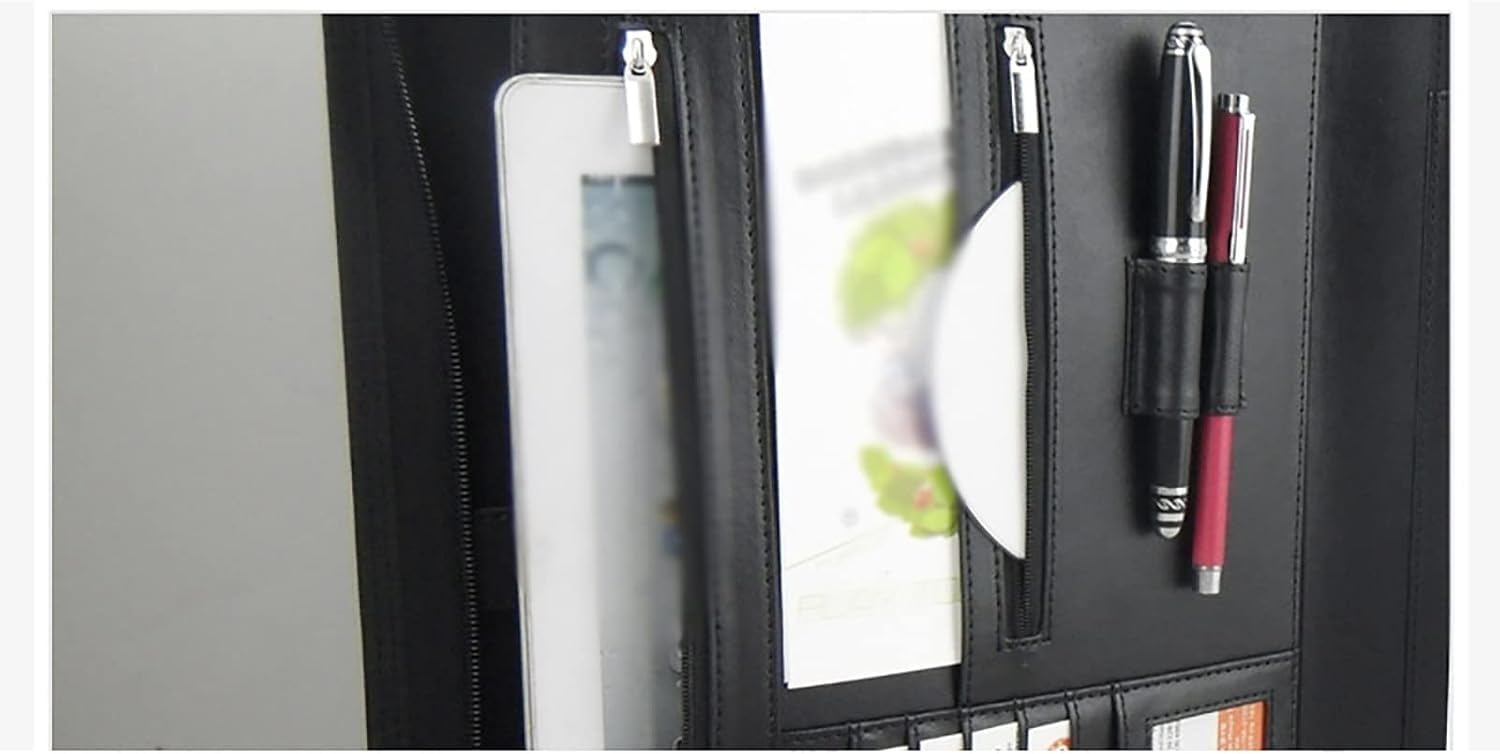 Cartella for conferenze A4 in pelle A4 con clip for manager, borsa con cerniera, articoli for ufficio, cartella aziendale for lavoro d'ufficio
