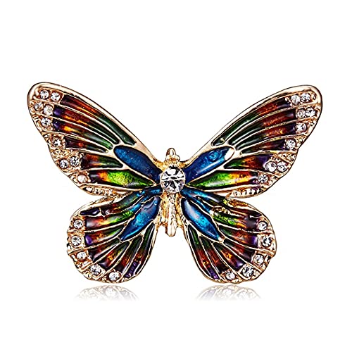 Broche papillon strass et perles rétro bijou élégant d'exception pour femme