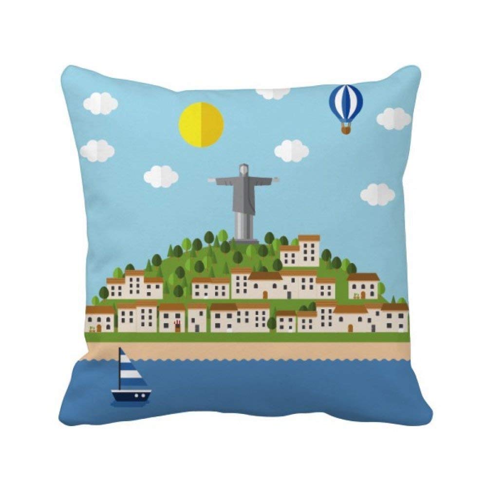 Coussin Brésil Corcovado carré cadeau original pour amateurs de voyage