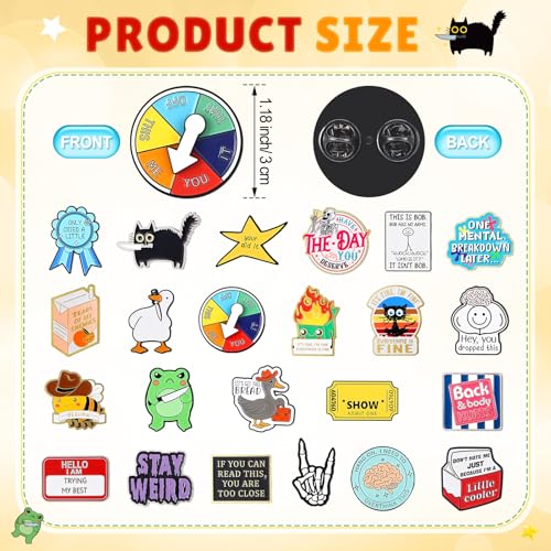 25 Pcs Funny Enamel Pins Pack - Cute Cool Fun Pin for Lapel Pin Backpacks Badges Hats Bags - Funny Pins for Women Men - Unique Novelty Assorted Cartoon Bulk Supply Accessories Gifts2