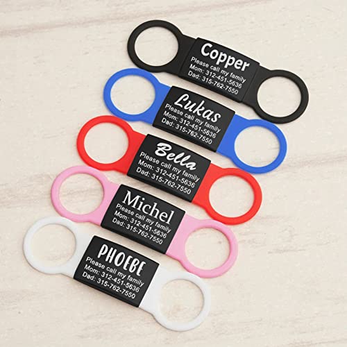 Natiform Personalized Dog Tags, Slide-On Pet Id Tags, Stainless Steel Dog Tags, No Jingle Slide On Cat Id Tag, Engraved No Noise Customized Pet Identification Tags(L Black) #TOP6