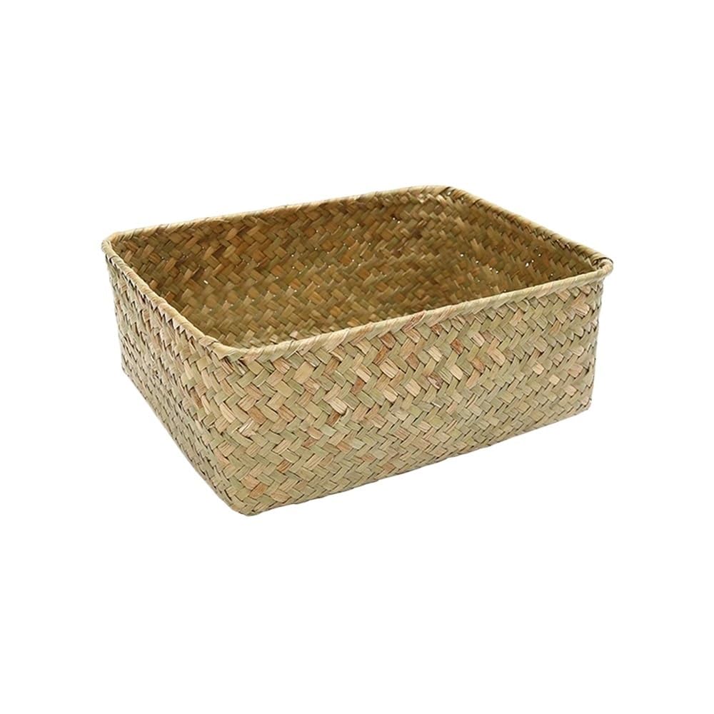 Basket Storage Box Kitchen 1-Pack,Seagrass Straw Woven,Flower Container,Sundries Organizer Snack