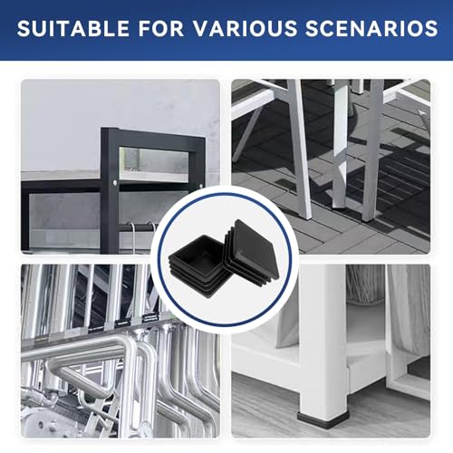 Image of 32 Pcs 1-1 /2 inch Square Tubing End Caps, Plastic End Caps Insert Finishing Plug for Chair Legs, Pipe Post, Table Legs (38x38mm)