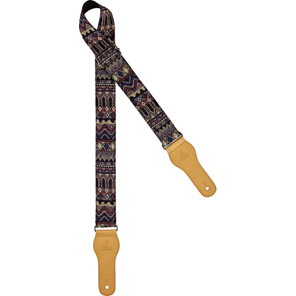 Ortega Guitars Adjustable Guitar Strap – Acoustic Guitar / Bass, Electric Guitar / Bass – World Series – Cotton, Maya Dance (OCS-470)
