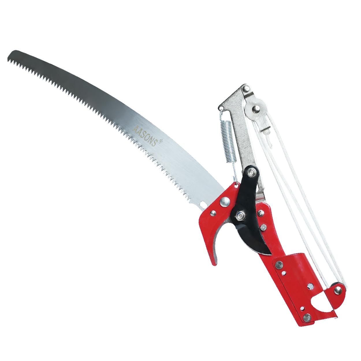AASONS 2-Way Long Reach Extendable Trimmer Pole Pruner 350mm & Tree Pruning Saw Branch Cutter For Sawing & Shearing Lopper Fruit Picker Harvester Trimming Clipper Tool | 2.5m Rope Line (Without Pole)