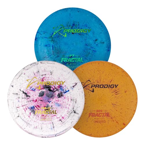 Prodigy Fractal Disc Golf Set | 3 Piece Disc Golf Starter Set for Beginners | Includes PA3 M4 F7 | Perfect for Newer Players | Lightweight Grippy w/Splash Effect | 159g & Under (Colors May Vary)
