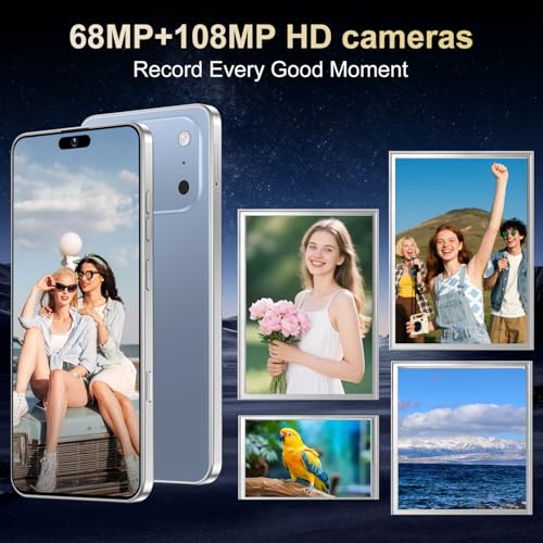 Image of 17PM Unlocked Phone | Cell Phone Android 15.0 | 16+512GB Smartphone| 6.99 inch HD Display | Long Battery Life 7000mAh | 68+108MP Zoom Camera| Fingerprint Lock | with Dual SIM (Blue)