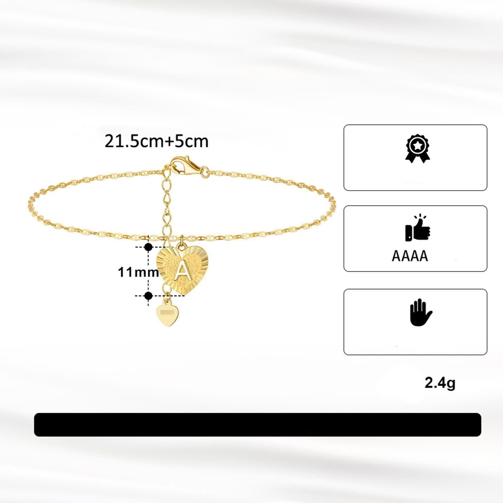 Cavigliera boho da donna 18 carati Au750 oro giallo 750 cuore con lettera cavigliera estiva spiaggia sandali piedi nudi per mamma e ragazza