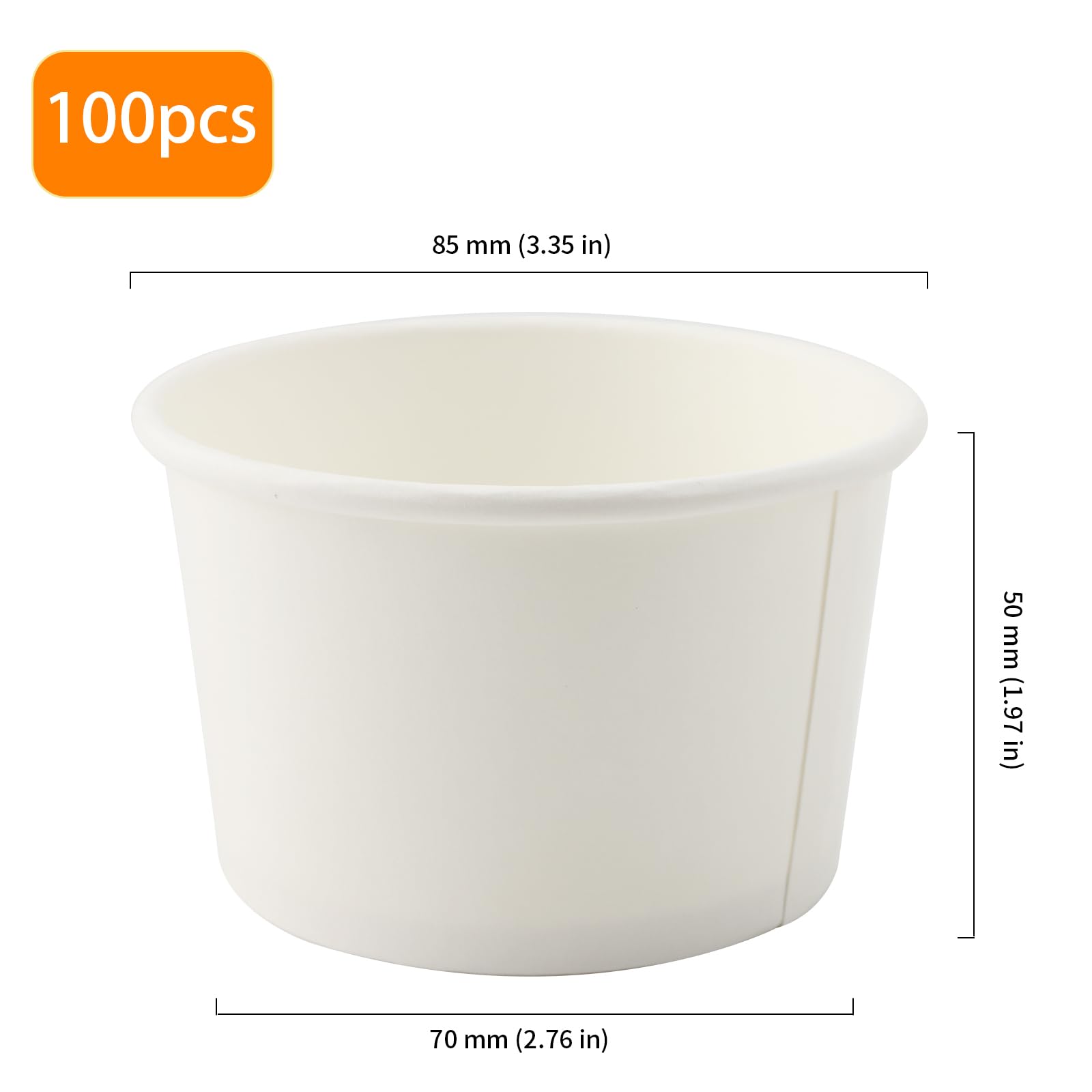 100 bicchieri di carta usa e getta da 200 ml, da dessert con coperchio a cupola, contenitori per gelato da asporto, per zuppe, gelati, yogurt surgelato