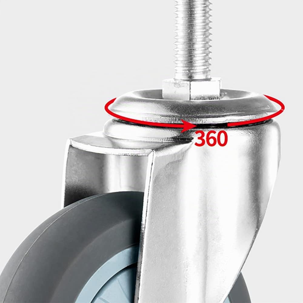 Ruote con Stelo del Freno da 75 mm M10/M12 Ruote girevoli in Gomma girevoli per carichi Pesanti, Senza Rumore, sostitutive per carrelli per mobili, Confezione da 4