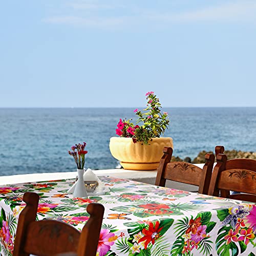 2 Pieces Hawaiian Luau Table Cloth Tropical Tablecloth Party Decorations Hawaiian Tablecover Disposable Floral Butterfly Tablecloth Tropical Rectangular Table Covers For Party (51.2 X 108.3 Inch) #TOP5