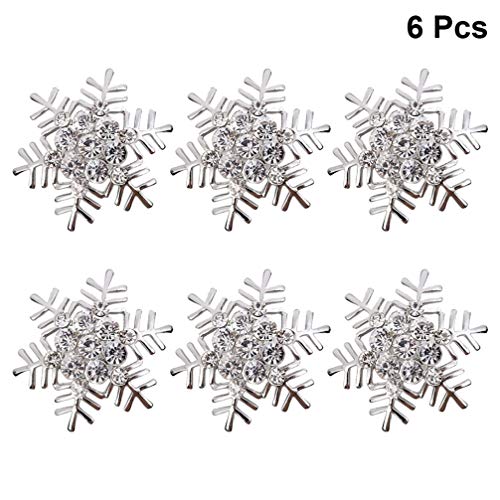Amosfun Anéis de Guardanapo de Floco de Neve de Prata Com 6 Unidades de Anéis de Guardanapo para a C