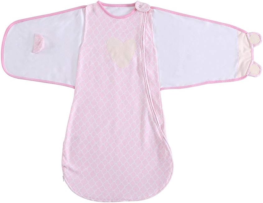 JanLEESi Baby Sleeping Bag Cotton Swaddle Sack Wearable Blanket (3-12 Months),Pink