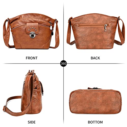 Women's Small Crossbody Bags Multi Pocket Shoulder Handbags PU Leather Messenger Bag with Adjustable Strap2