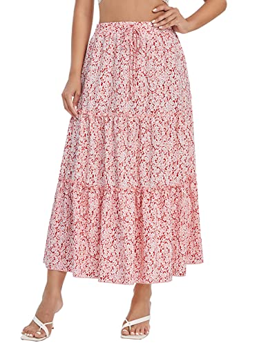 Floerns Women's A Line Ruffle Layered Flowy Beach Casual Long Maxi Skirt3