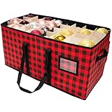 Christmas Ornament Storage Box with Zippered Closure [1-Pack], Hold 128 Christmas Balls Holiday Orna