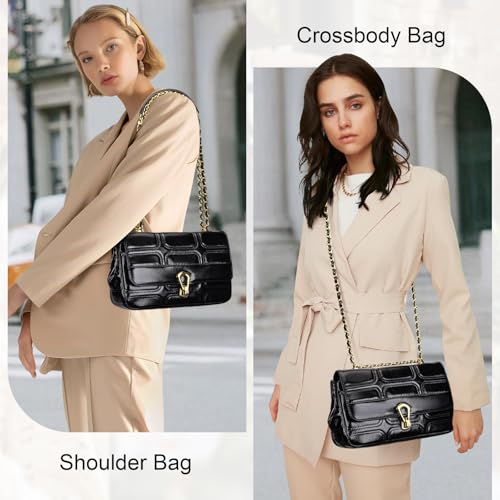 Image of Over Earth Quilted Leather Crossbody Bags for Women Chain Shoulder Purse