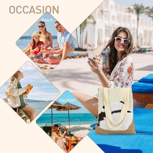 Image of PALAY Crochet Tote Bag Shoulder Bag Floral Hand Bag Hollow Out Bag Casual Tote Bag Multi-Purpose Crochet Travel Tote Bags for Women Office Use, College