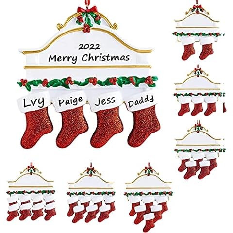 1PC Personalised Christmas Tree Pendant, 2022 Christmas Socks Pendant, DIY By Yoursel,DIY Name Christmas Socks Fireplace Ornament, Resin Xmas Pendant Decoration Souvenirs (4 Socks) Cover
