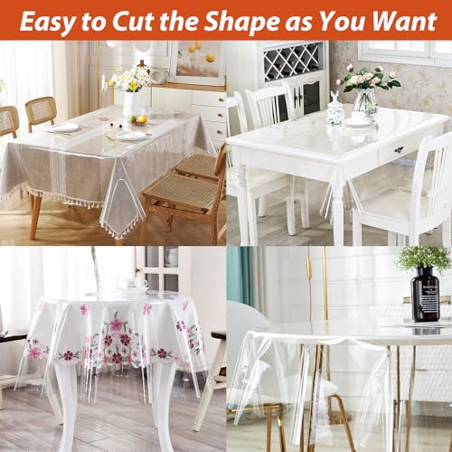 Nappe transparente PVC lavable et imperméable pour protéger la table