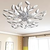 Color: transparente y blanco vidaXL Lámpara blanca colgante de cristal acrílico 5 bombillas E14