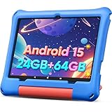 Kids Tablet, 10 inch Android 15 Tablet for Kids, 24GB RAM+64GB ROM 1TB TF Card Expandable, Octa-Core Tablets for Toddler Children, Shockproof Case, Parental Control, Dual Camera, WiFi, BT5.0 (Blue)