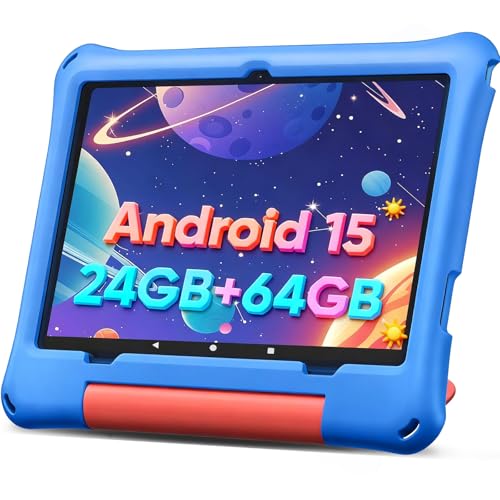 Image of aiprotablet 10 inch Kids Tablet, Android 16 Tablet for Kid, Octa-Core CPU, 24GB RAM, 64GB ROM 1TF Card Expandable for Toddler Children,Tablets with Case, Parental Control, 6000mAh,WiFi (Sky Blue)