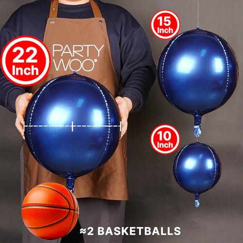 Image of PartyWoo Navy Blue Foil Balloons 20pcs Large Round Giant Jumbo 4D Balloons
