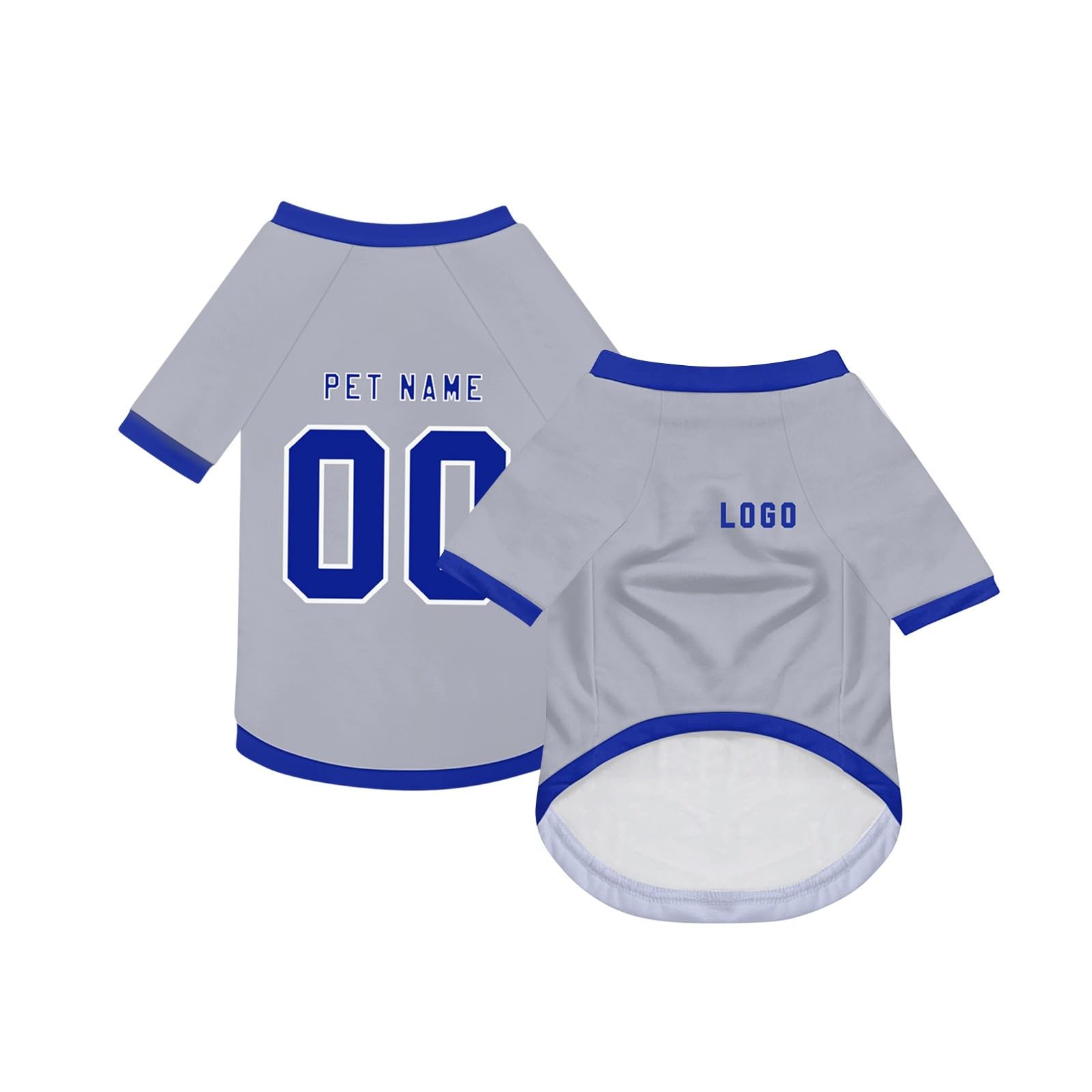 Dog Custom Football T-Shirt with Name Number or Logo ，Breathable Lightweight Polyester Doggy Tee,Sporty Pet Jersey Vest For Small, Medium & Large Dogs Clothes，Personalised Football Jersey Pet Shirt