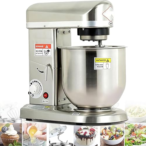 Batidora de pie profesional, 3 velocidades, 10 L, 500 W, eléctrica, con bol, batidor y gancho amasador, ideal for repostería y amasadora de cocina profesional, de acero inoxidable.