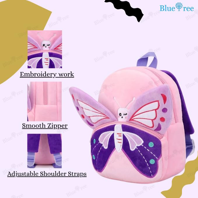 Image of blue tree Cute Kids Backpack Toddler Bag Plush Animal Cartoon Mini Travel Bag for Baby Girl Boy 1-6 Years, Ideal for Gifting for Kids